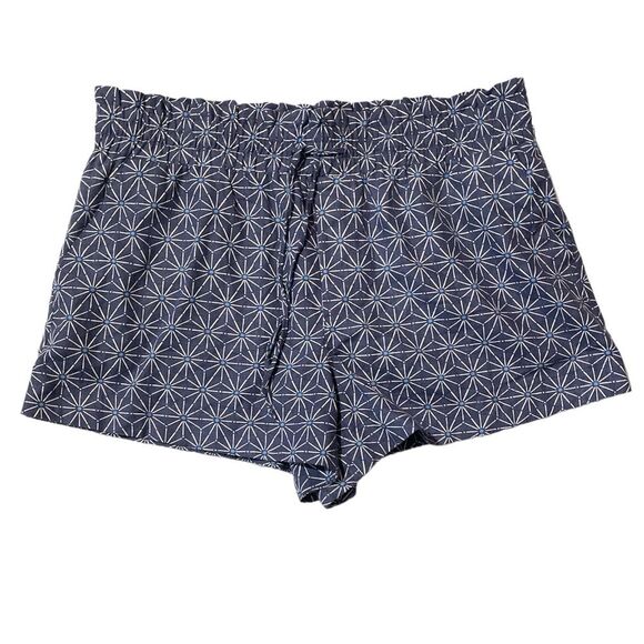 A New Day High Waisted Pull On Linen Blend Blue Starburst Shorts Women's XXL - Picture 1 of 10